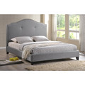 Baxton Studio Marsha Scalloped Gray Linen Bed With Upholstered Headboard - King Size 88-4380